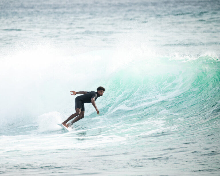 surfer surfing a left wave during a surf session