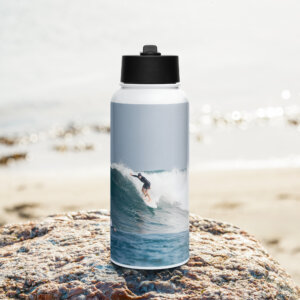 Stainless steel water bottle with a straw lid