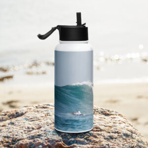 Stainless steel water bottle with a straw lid