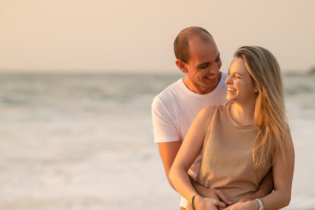 couple photo shooting during sunrise