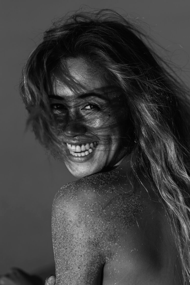 black and white female portrait